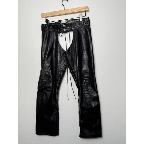 The‎ Leather Game Los Angeles Womens Black Leather Lace Up Chaps Pants